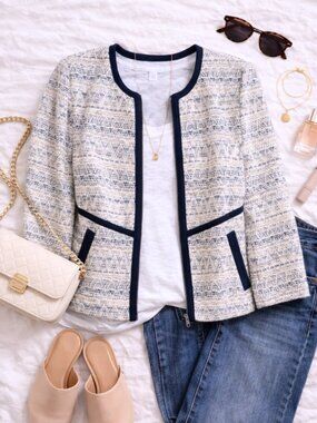 Anthropologie Hinge Patterned Blazer Medium Twee Business Casual Preppy